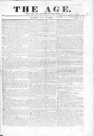 cover page of Age (London) published on May 13, 1838